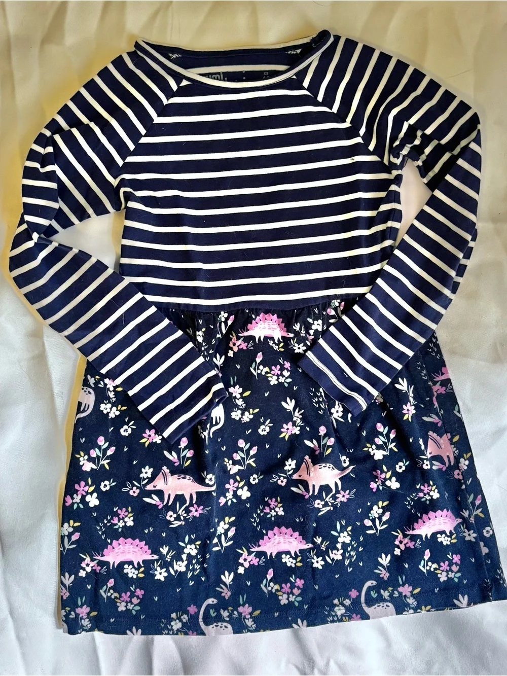 EUC Rumi & Ryder A Line Striped Dinosaur Dress Size 4/5